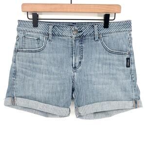 Silver Jeans Blue Pinstripe Rolled Cuff Boyfriend Short Size 27